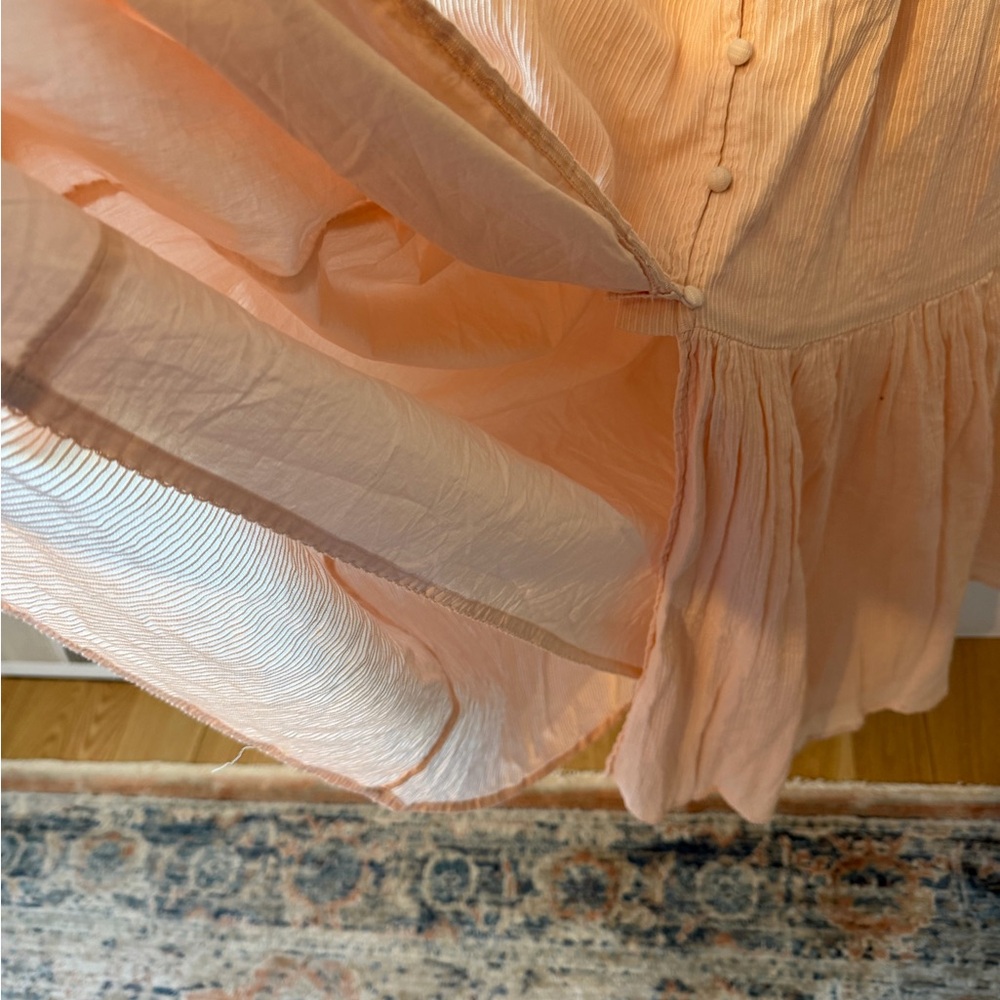 Quince Peach Maxi Dress with Ruffle Sleeves - Picture 4 of 7